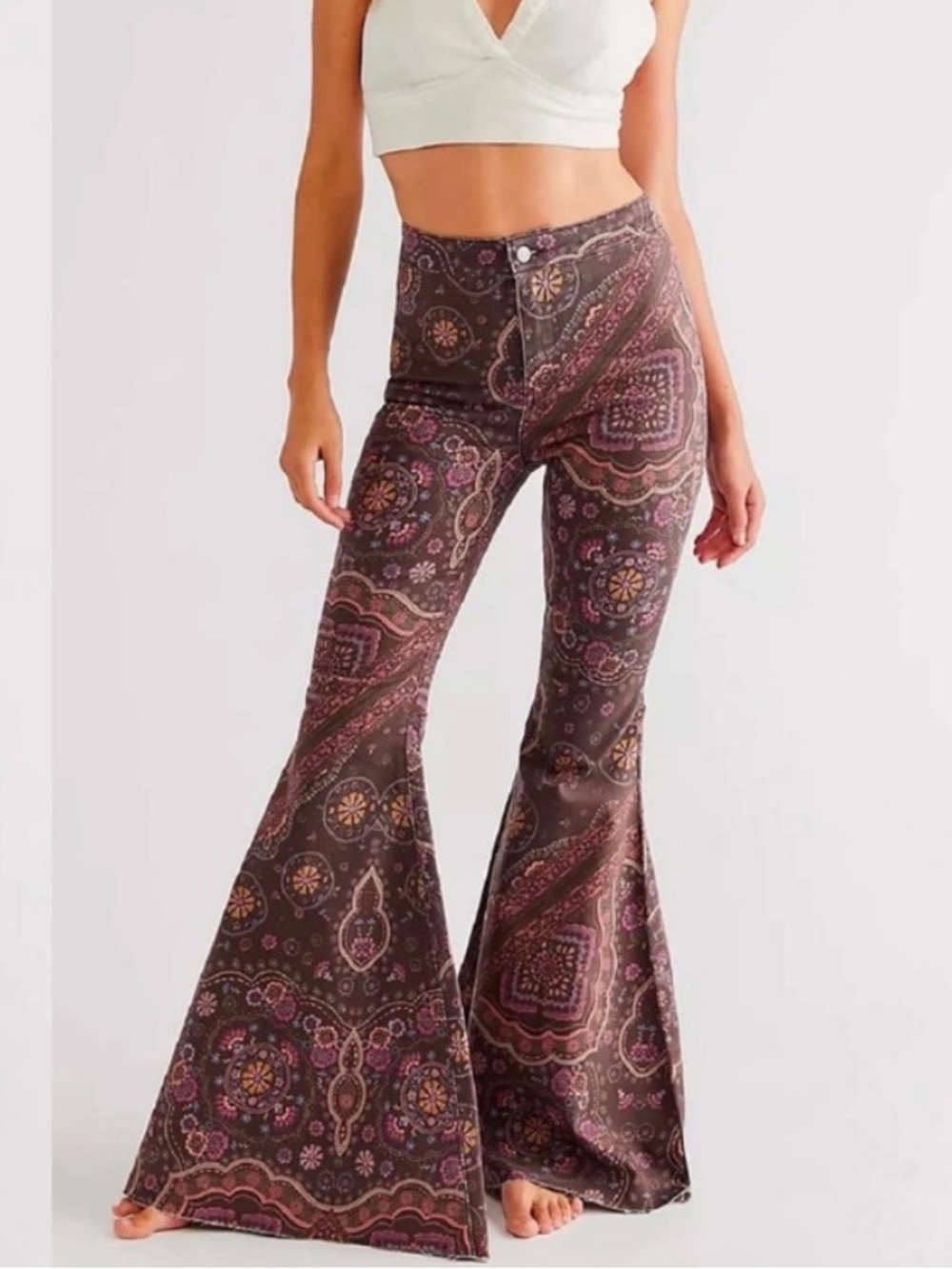 Free People We The Free Just Float On Printed Flare Jeans